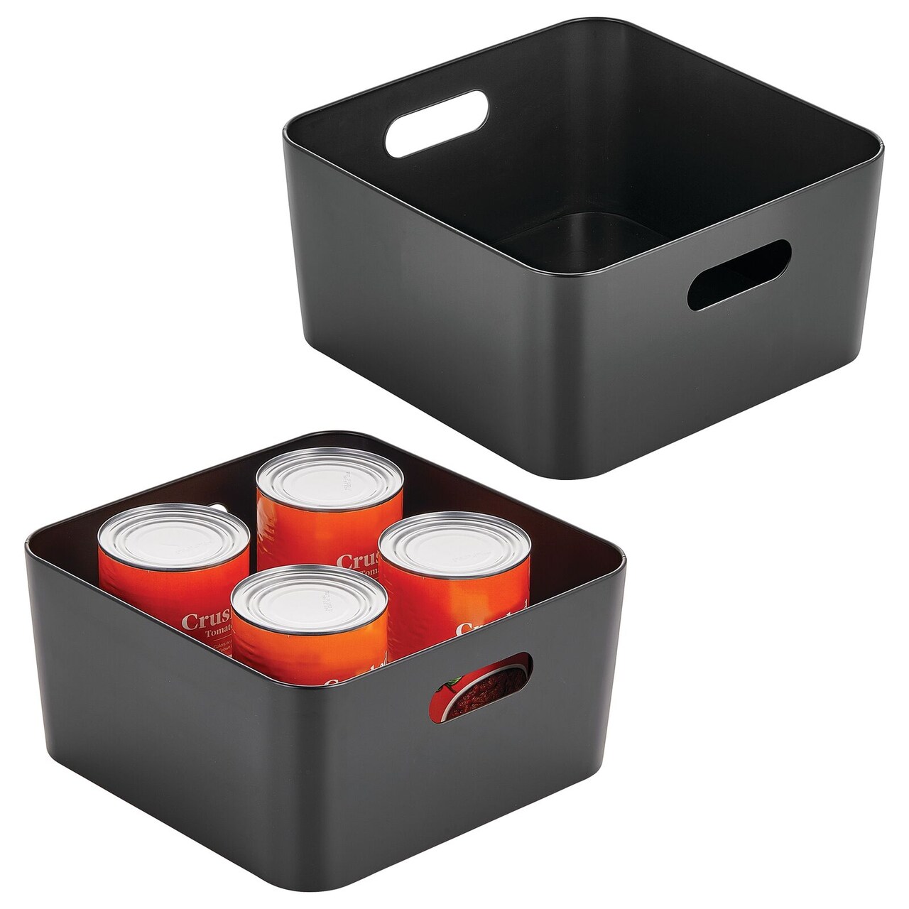 mDesign Medium Metal Kitchen Storage Container Bin Basket with Handles
